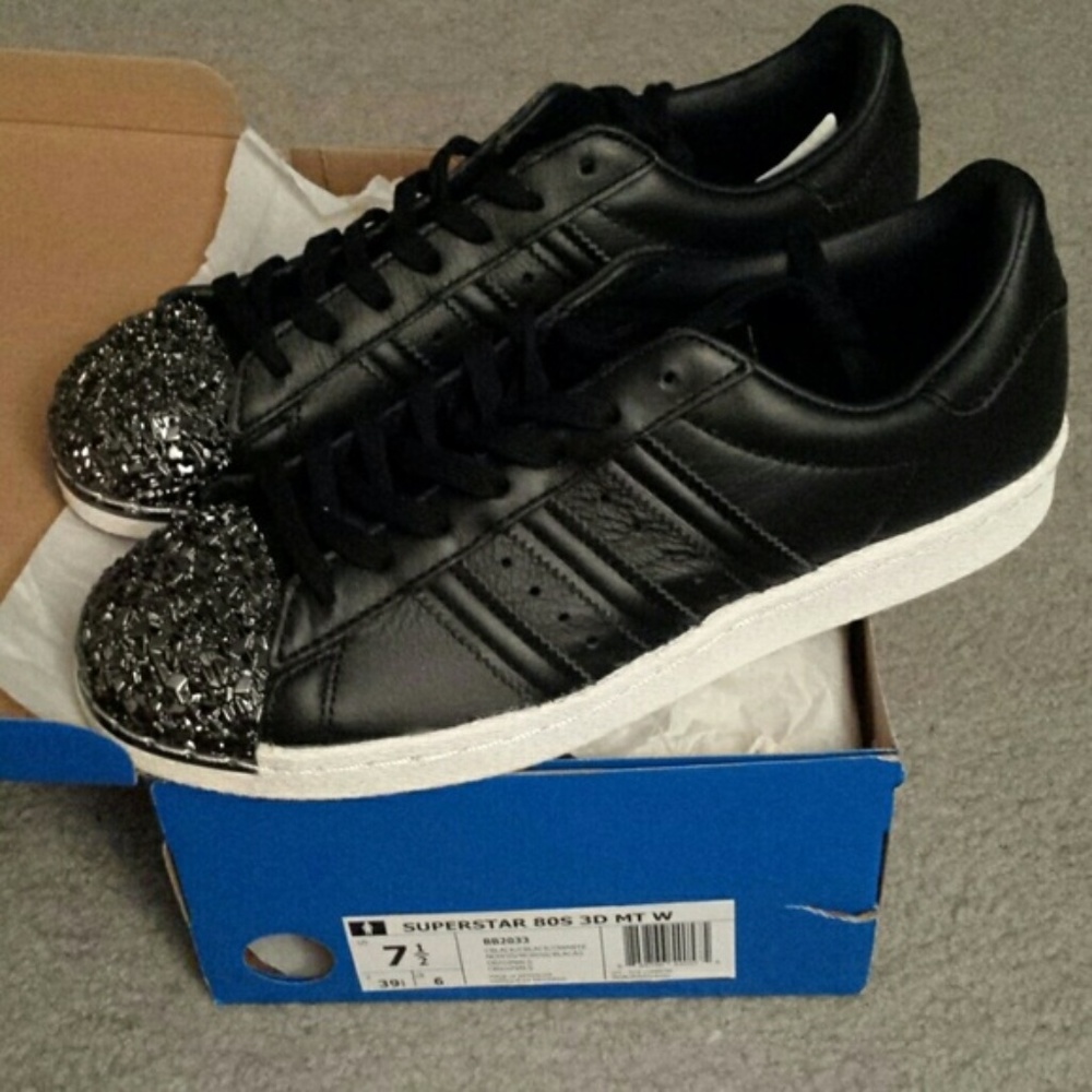 Adidas 80s 3D Black Gun metal shell superstars